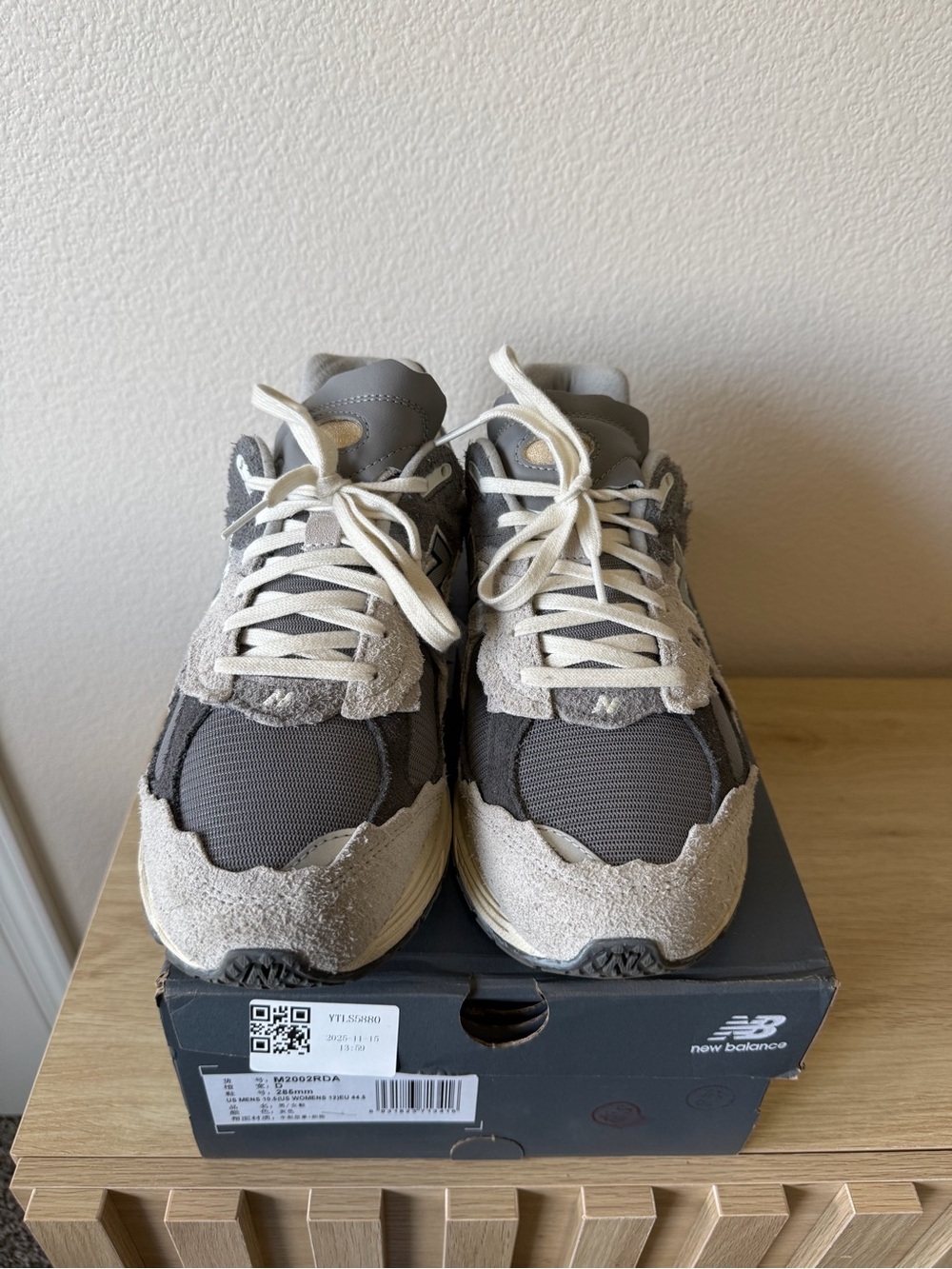 New Balance Men's Grey and Cream 2002R Suede Mesh Sneaker - Picture 3 of 5